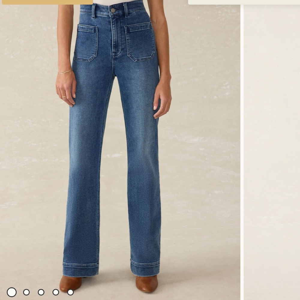 Faherty Blue Wide-Leg Flare Jeans